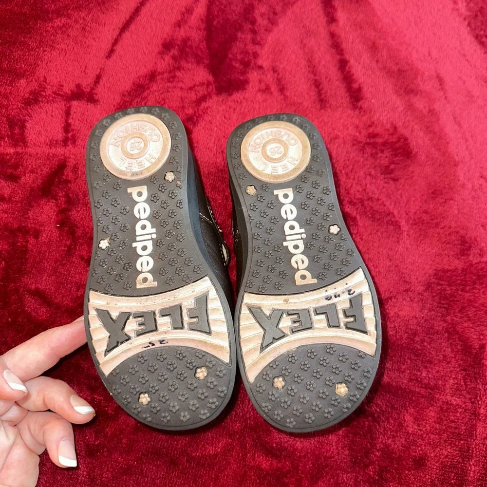 Pediped Flex Kids‎ Mary Jane Shoes Dark Brown Leather Bow Strap Size EU 26